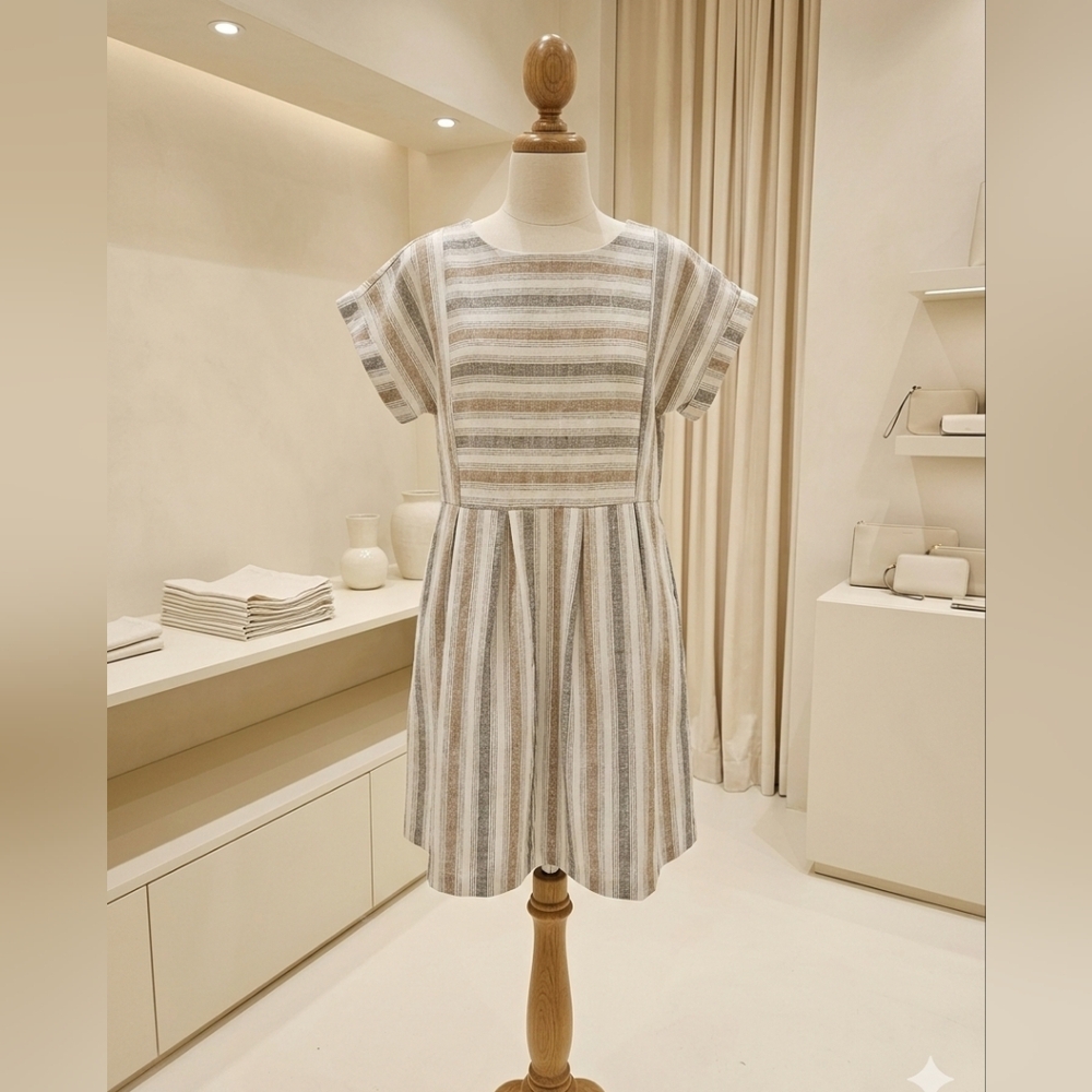 Blu Pepper Cream Striped Mini Dress – Size Small